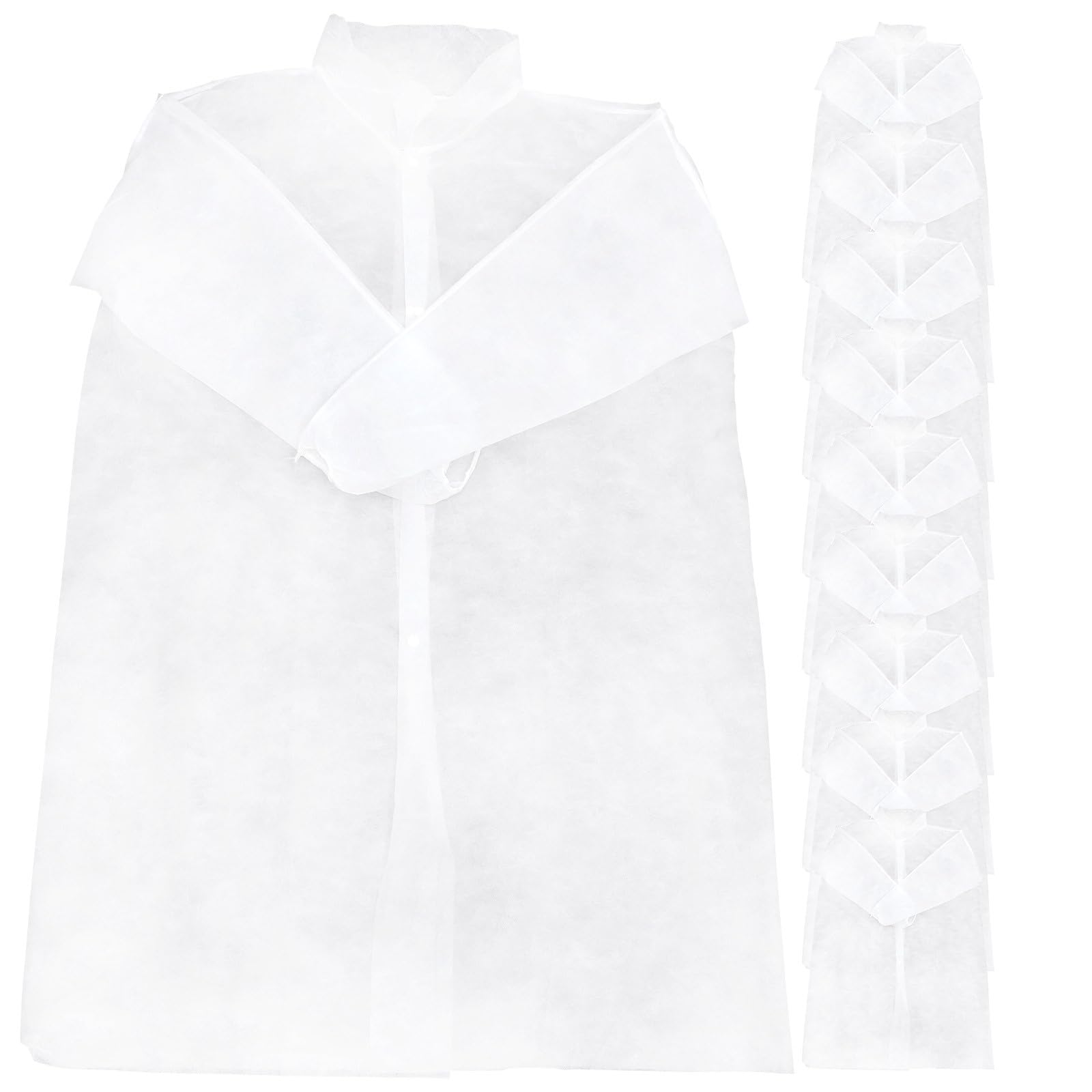 Blouse de Laboratoire Jetable Blanche 10pcs en Tissu Non Tissé
