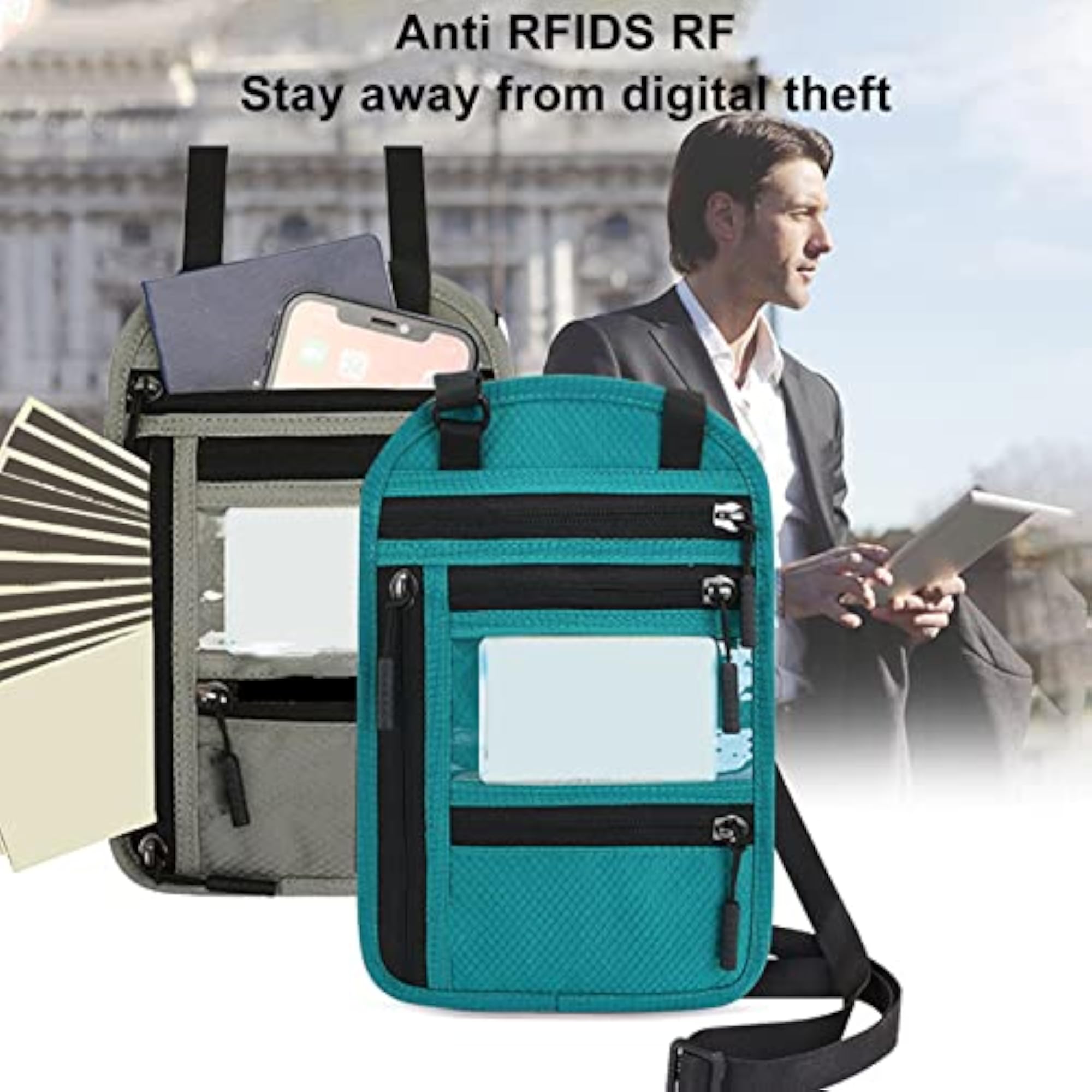 Adjustable Waterproof Multi-Pocket Travel Neck Purse