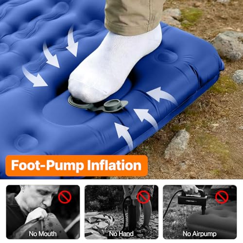 Image of OGERY Sleeping Pad, Ultralight Inflatable Sleeping Pad for Camping with Pillow Built-in Foot Pump, 6 inch Extra-Thick Reinforced Camping Mattress for Hiking, Backpacking, Tent