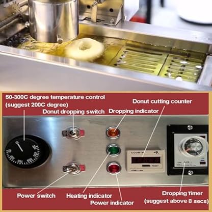 YXYLJOZ Einreihiger Automatischer Donut-Maker, Kommerzielle Automatische 7-Liter-Trichter-Donut-Herstellungsmaschine Mit Formen In 3 Größen – Bild 6