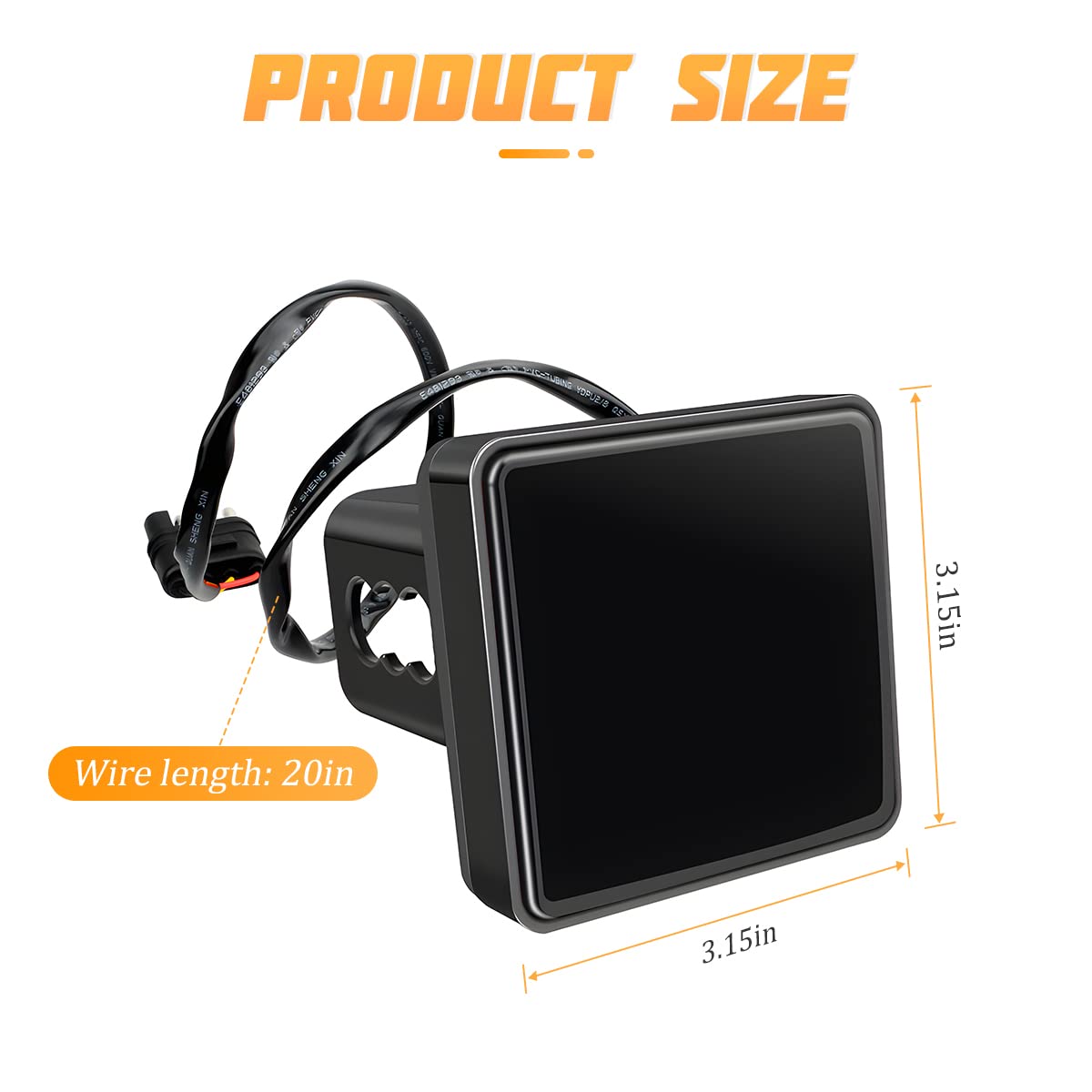 15 LED Red Lens Brake Light Trailer Hitch Cover, Universal Fit 2