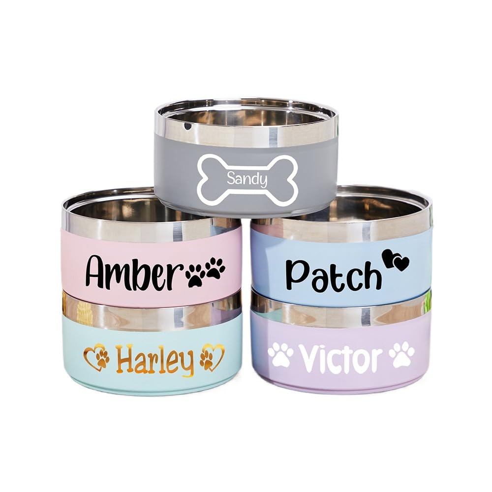 Hainadian Personalised Stainless Steel Dog Bowl,Personalized Dog Food Water Bowls,Custom Cat Bowl with Name,puppy Bowls,Pet Gift (18cm)