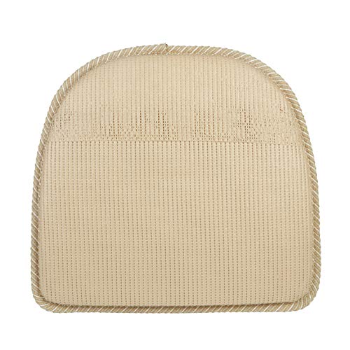 Klear Vu Striped Padded Non-Slip Dining Kitchen Chair Pads, 15" X 16" Nakita Natural 4 Pack #TOP2