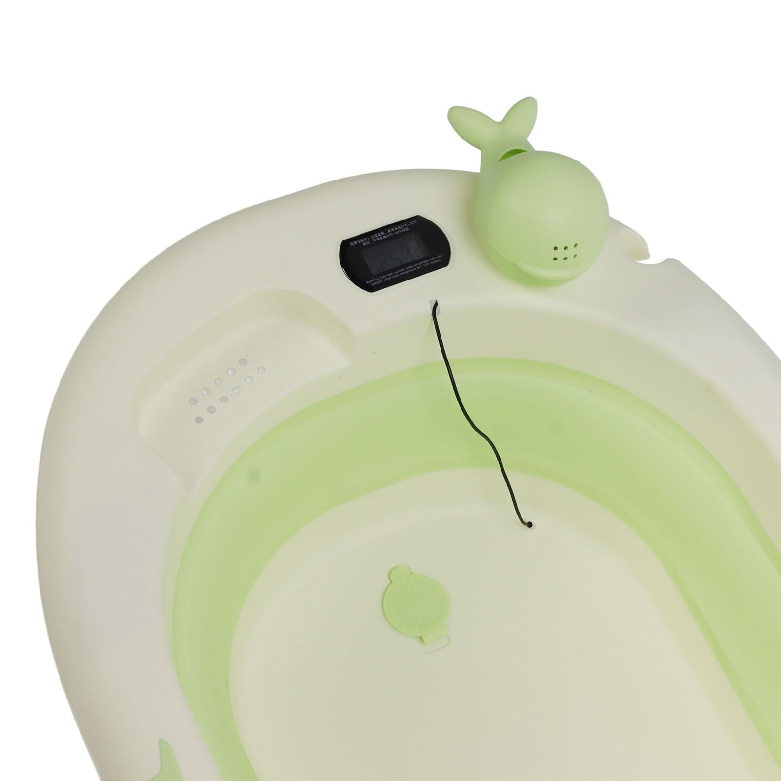 Zusammenklappbare Babybadewanne mit Thermometer, Tragbare Babybadewanne Kleinkindbadewanne Temperaturerfassung Zurücklehnen oder Sitzen, Faltbare Kinderwanne für Dusche bei