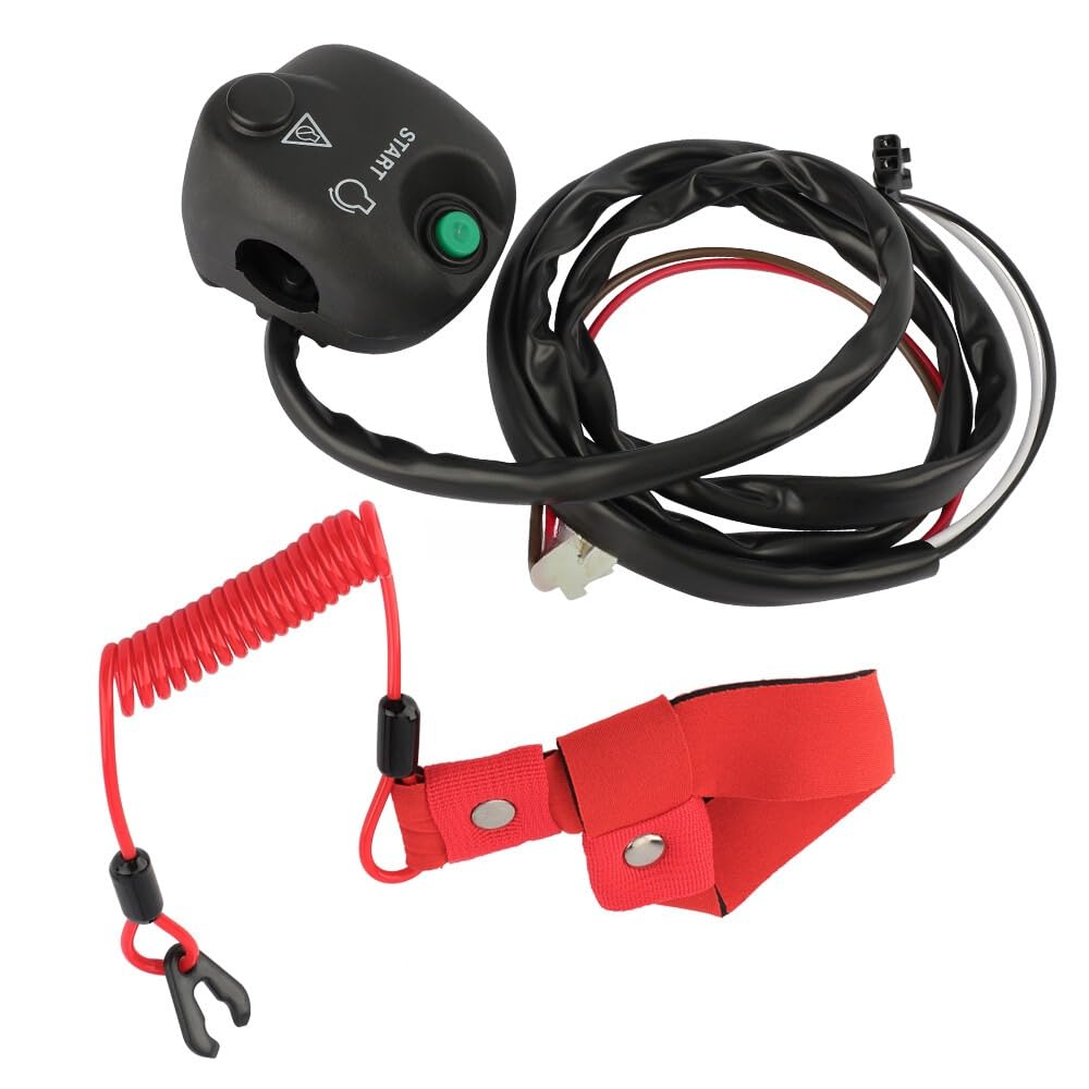 Boîtier de Commande Marche/arrêt Coupe-Circuit au Guidon avec Cordon de sécurité Convient pour Yama-ha FX140 FX1000 WaveRunner/WaveVenture 700 WaveRunner 800 1050 1100 1300 1800 2001-2016