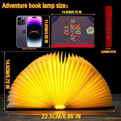 Image of Adventure Book Night Light, 3D Lamp & 5 Colors Folding Book Lamp White, Yellow, Warm Yellow Light LED Book Light for Home Decor, Birthday Gift, Inspired by 'Up' Saga