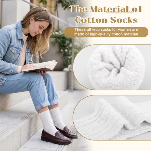 Image of Justay Crew Socks for Women - Soft Knit Boot Calf Comfortable Cute Dress Cotton Socks Gifts