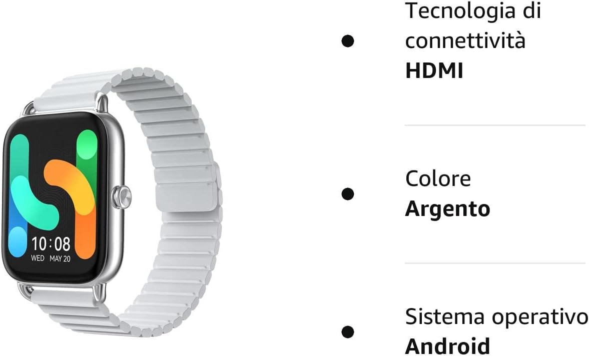HAYLOU Smartwatch RS4 Plus, 1.78 Amoled Orologio Fitness Uomo Donna con Cinturino Magnetico, Full Touch Sportivo Fitness Tracker Contapassi Calorie Cardiofrequenzimetro, Spo₂, 105 Sportive(Argento) HAYLOU Smartwatch RS4 Plus, 1.78 Amoled Orologio Fitness Uomo Donna con Cinturino Magnetico, Full Touch Sportivo Fitness Tracker Contapassi Calorie Cardiofrequenzimetro, Spo₂, 105 Sportive(Argento)
