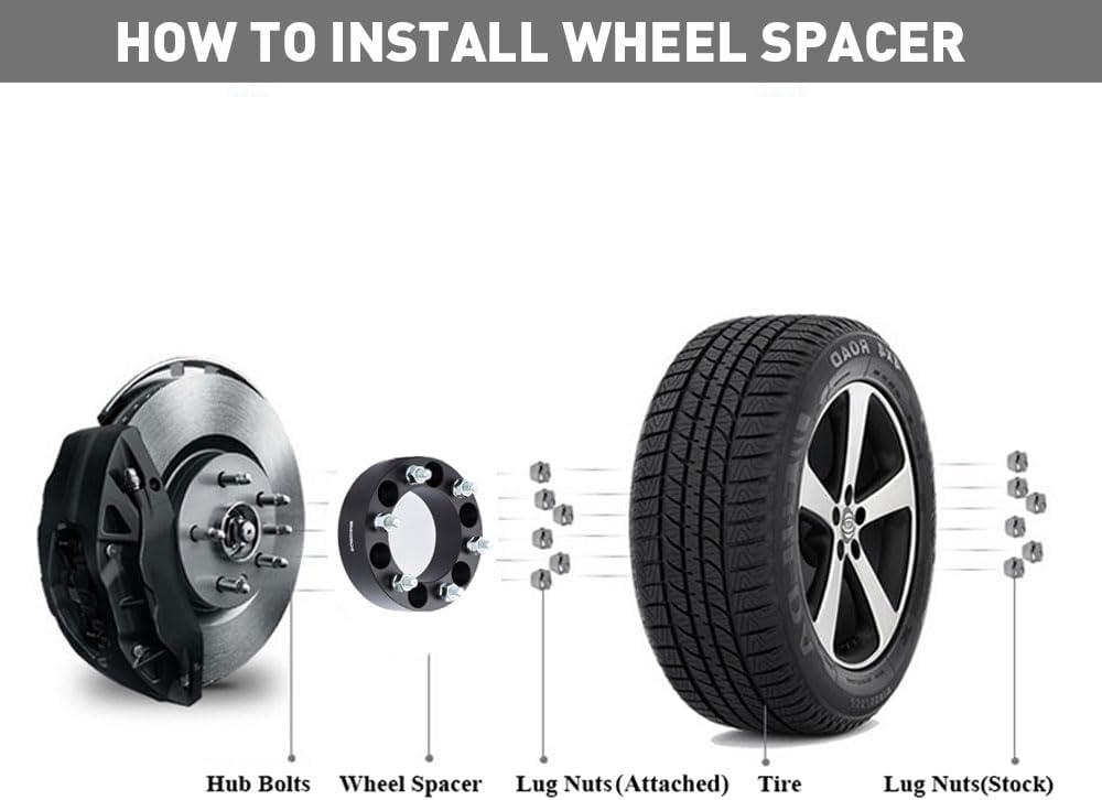 DCVAMOUS 4PC Black 6x5.5 6x139.7 Wheel Spacers 2 Inch with 12x1.5 Studs Compatible with Toyota-Isuzu 1986-2024 4Runner | 2007-2014 FJ Cruiser | 2001-2024 Tacoma (6 Lug) | 2004-2012 Colorado Canyon
