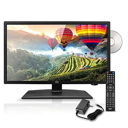 24 Inch 1080p LED RV Television - Slim Flat Screen Monitor FHD Small TV w/HDMI, RCA, Multimedia Disk/DVD Combo, 12/24 Volt Car Adapter, Wall Mount, Works w/Mac PC, Includes Remote Control