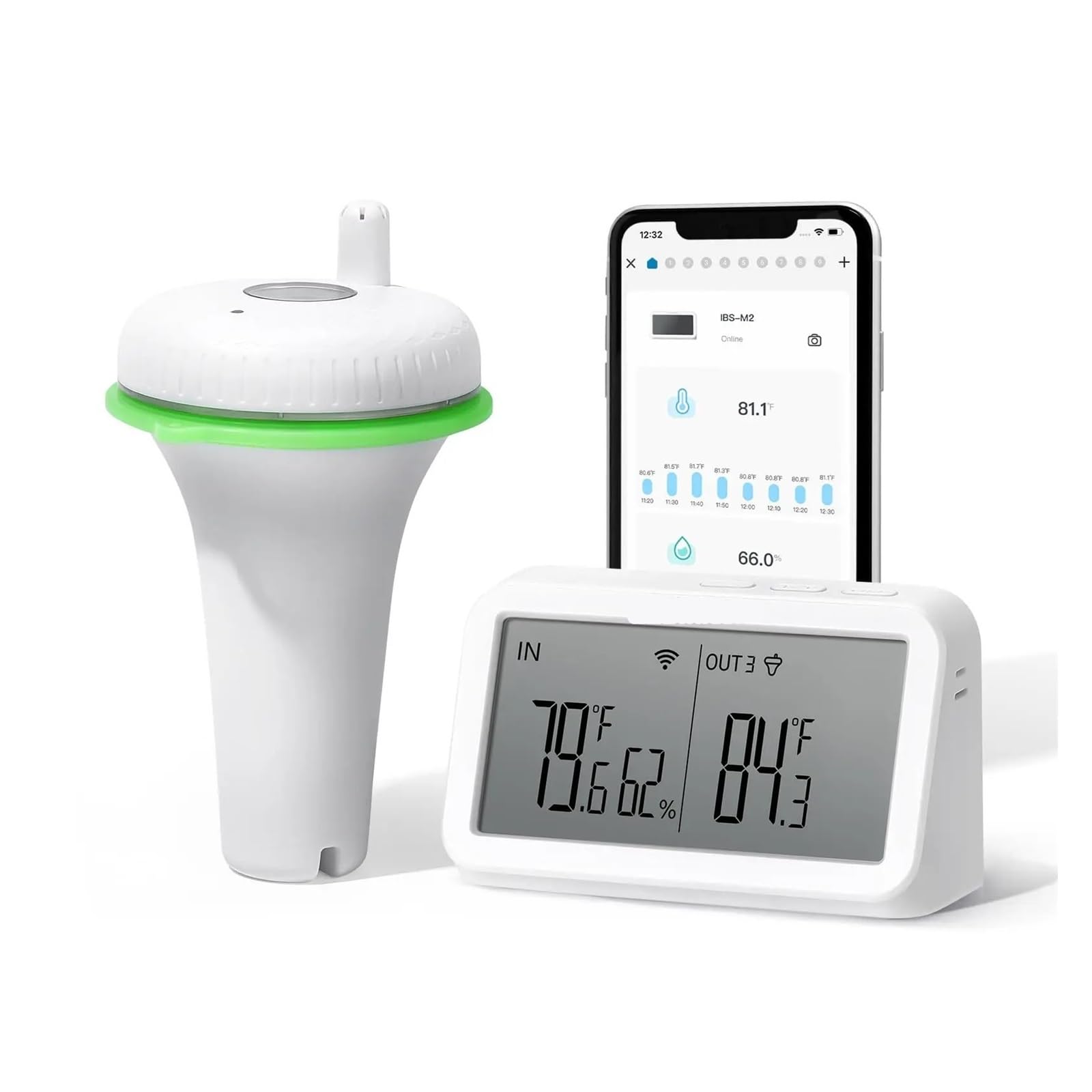 Termómetro inalámbrico de Piscina de Segunda generación con WiFi IBS-M2, termómetro Flotante Digital Impermeable for Estanque de SPA.