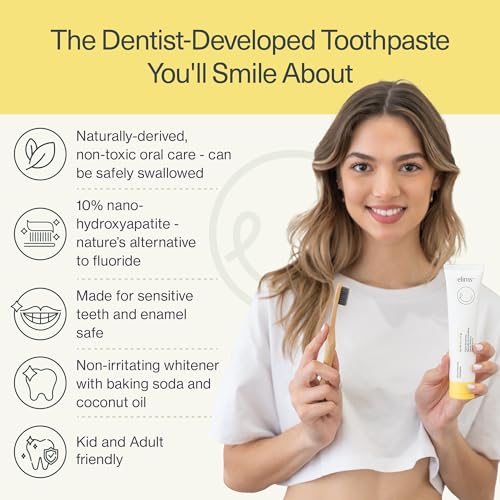 ELIMS Fluoride Free Hydroxyapatite Toothpaste - Xylitol Remineralizing, Whitening, SLS Free, Orange Pineapple Mint Flavo