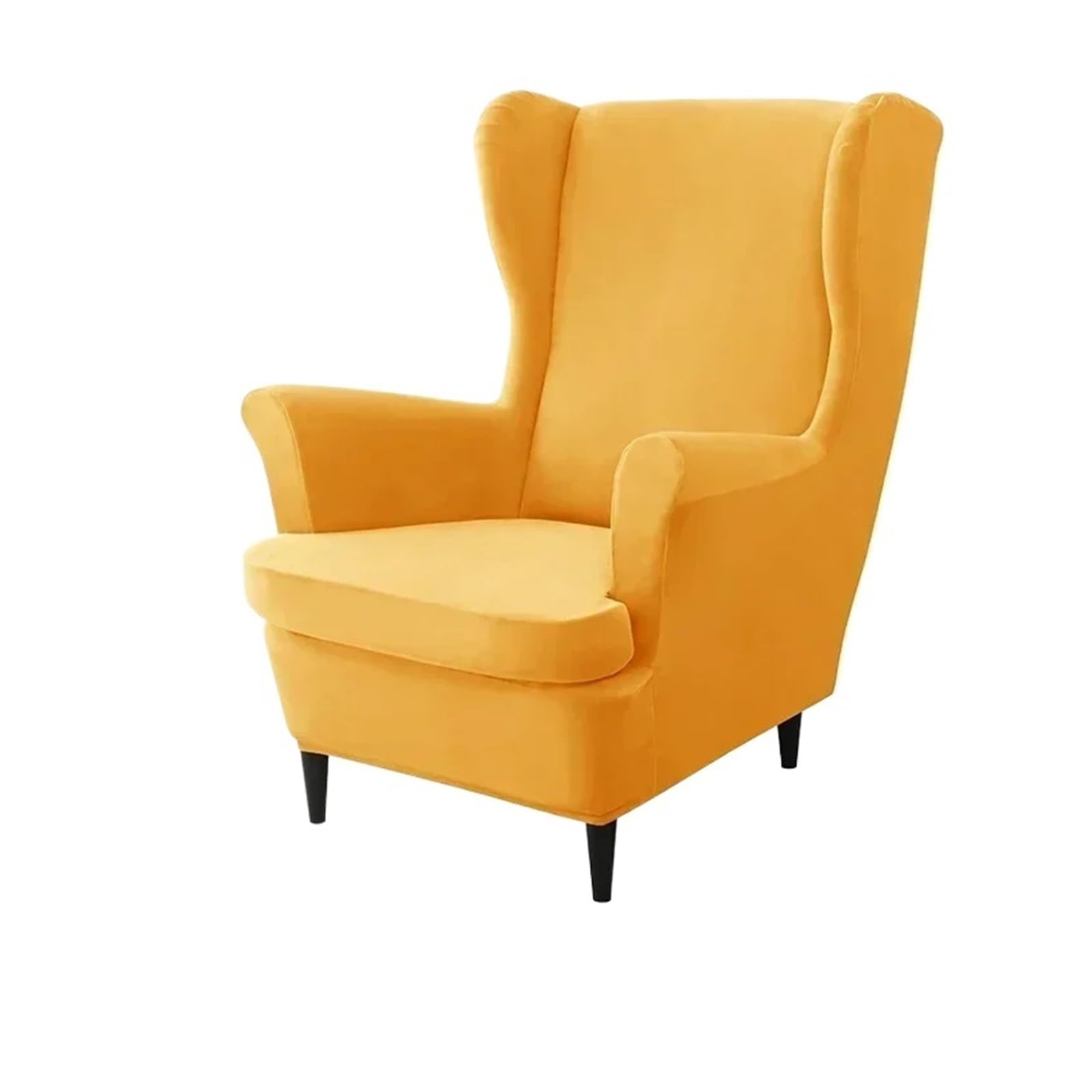 GCYEIDMA Wing Chair Slipcover Wing Chair Cover Stretch Elastic Wingback Sofa Covers Soild Color Armchair Slipcovers with Seat Cushion Slipcover(Golden Chair Cover)