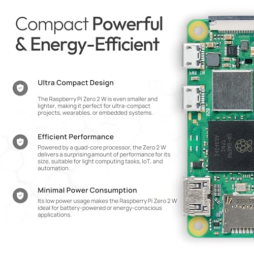 db-tronic Raspberry Pi Zero 2 W 512 MB Starter Kit | Zasilacz 13 W | Obudowa z 3 osłonami | Mini HDMI | Kabel do kamery | Gumowe nóżki | idealny do Home Assistant i smart home