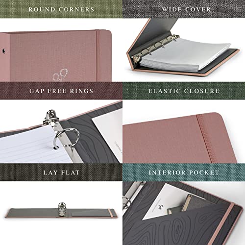 Jumping Fox Design Linen Fabric A5 Binder, Small 1 Inch 3 Ring Pink Binder, For 3 Hole Punch A5 Paper 5.8" X 8.3" (A5 Size, 3 Round Ring, 1", Dusty Pink – Joshua Tree) #TOP4