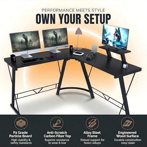 Image of Klaxon Computer Table for Home PC Multipurpose Office Desk for Home & Work | Gaming Table, Computer Table, Desktop Table for Home Office (Gaming Ironstone Black WOI)