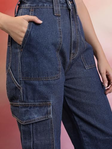 Image of Tokyo Talkies Women Cargo Jeans | Straight fit