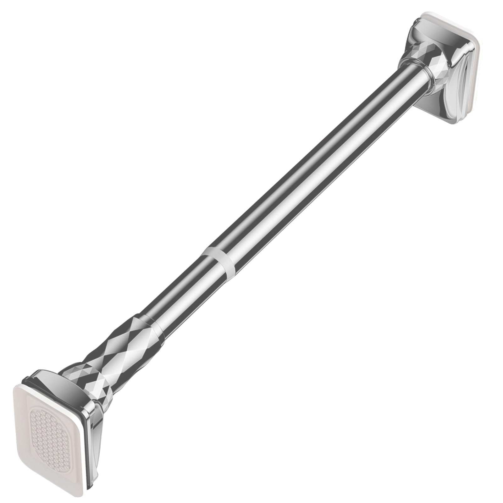 GLDYTVF No Drill Adjustable Tension Curtain Rod for Bathroom - Heavy Duty Telescopic Pole for Renters Fits 210-300cm/6.8-9.8ft Chrome Finish Easy Install Space-Saving Solution