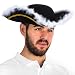 Pirate Feather Hat - Classic Black Pirate Hat With White Feather Trim For Costume