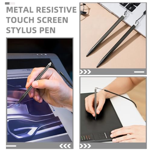 ULTECHNOVO Metal Resistive Stylus Pen with Spring Rope 2pcs for Touchscreen Devices Industrial Educational Use Anti-Loss Design Portable Tablet and PDA Accessories - Thumbnail 3