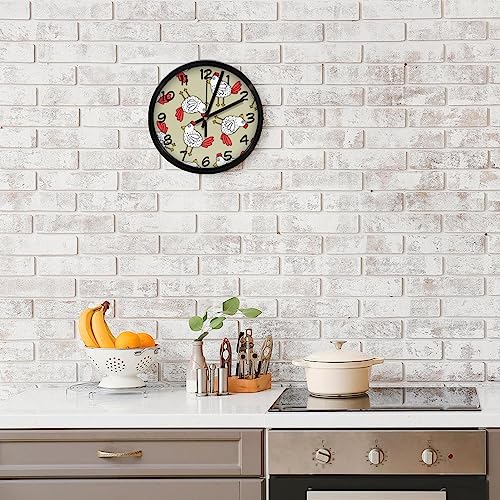 Horloge murale silencieuse à quartz avec grand cadran rond illustré - 8