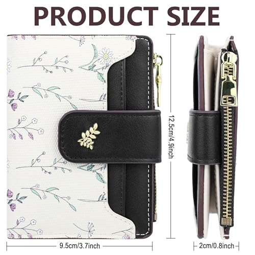Image of Farcauo Womens Wallet with RFID Blocking Cute Small Wallets for Women Thin Black Women's Wallet Kawaii Flower Card Wallets for Women Ladies