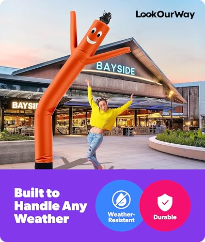 Image of LookOurWay Air Dancers Inflatable Tube Man Attachment - 10 Feet Tall Wacky Waving Inflatable Dancing Tube Guy for Business Promotion - Blower Not Included - Orange