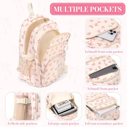 Image of PALAY School Bag for Girls Cute Preppy School Backpack with 2 Mini Bags Kawaii Girls Backpacks for Teenage Secondary Primary Middle