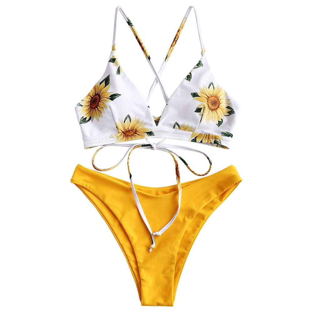 sunflower print bikini