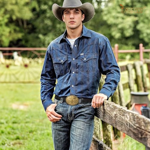 JASGOOD Mens Western Cowboy Belt Buckles for Men,1.5" Wide Genuine Leather Belt Cowgirl Mens Leather Belt for Jeans2