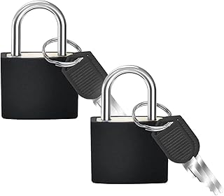 Suitcase Locks with Keys - Pack of 2 Small Suitcase Padlock with Keys Luggage Locks for Travel Suitcase/Gym Locker/Baggage/Holiday Cases, Black