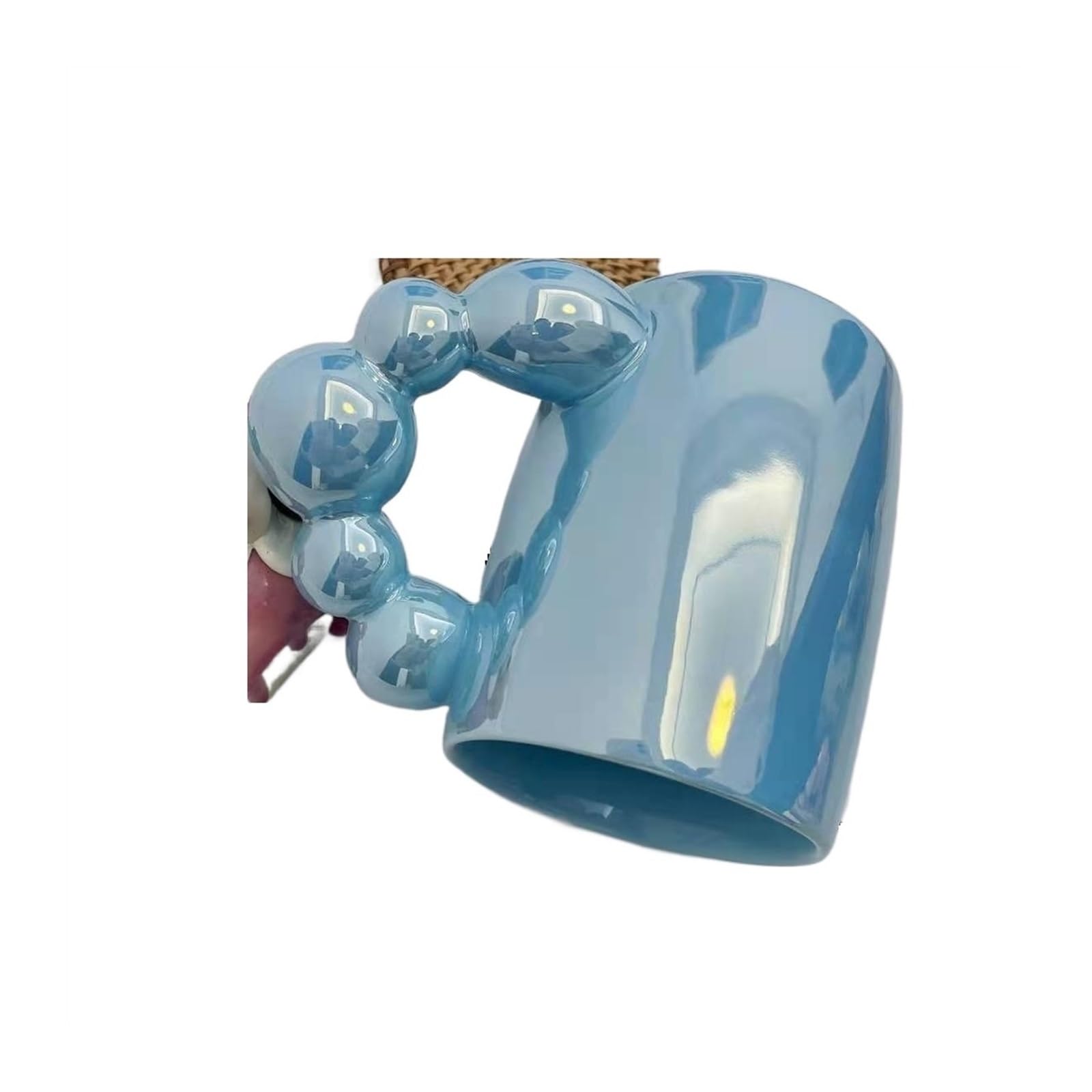 ZXFIYTBH Tazas Tazas Taza de cerámica con Perlas y Cuentas Colores, Taza café Estilo nórdico, Tazas té, Agua, Oficina Taza de Bebida de café | Blue