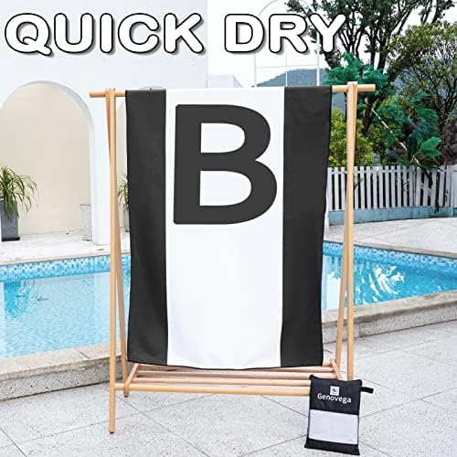 Miniatura 4 de Genovega Toallas de playa de microfibra con monograma de gran tamaño, compactas a prueba de arena para hombres y mujeres
