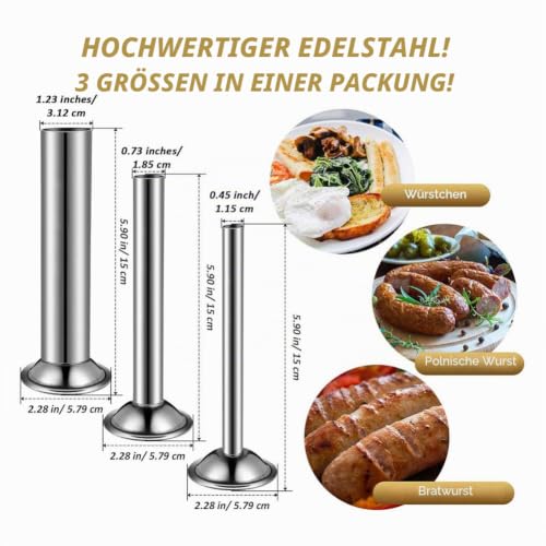 Foto von FYBlossom Wurstfüller, Edelstahlrohre, Wurstfüller, Fleischwolfaufsatz, Wurstpuffer, Füllrohre, Trichterdüsen, Teile, Füllrohre mit Trichteraufsatz, 3 Größen