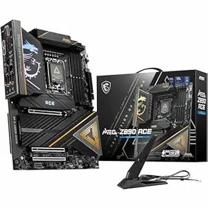 MSI MEG Z890 ACE Motherboard, ATX - Supports Intel Core Ultra Processors, LGA 1851, DDR5 6400+MHz/OC, PCIe 5.0 & 4.0 x16, M.2 Gen5, Marvell AQC113CS 10G LAN, Wi-Fi 7, Thunderbolt 4
