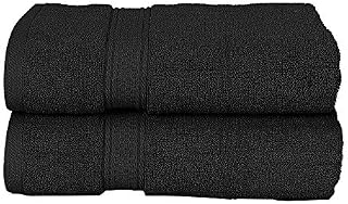 2 Pack Bath Sheet 100% Egyptian Cotton 600GSM Hotel Quality Guest Towel Set Super Absorbent Quick Dry Extra Soft Bathroom Bath Sheet Sets (Black)