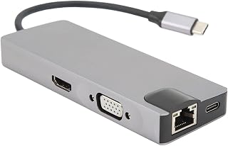 USB Hub,USB C Hub, USB Adapter, 8 in 1 Type C to VGa HD Multimedia Interface Hub Adapter PD Fast Charging USB3.0 Hub