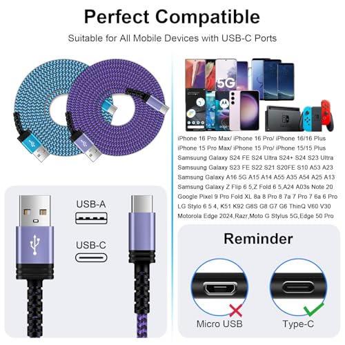 Image of Car Carplay Cable Fast Charging 3FT /2Pack for iPhone 17e 17 Pro Max Air 16e /16 /16 Pro /16 Pro Max /16 Plus /15 Pro Max,3.1A USB Type C Charger Cord Car Fast Cable for Samsung Galaxy S26 S25 A17,Pixel 10a