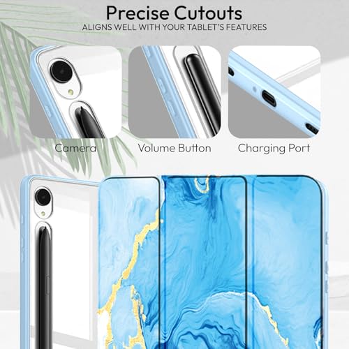 Image of Robustrion Cover Case for Samsung Galaxy Tab S10 FE Plus 13.1 inch Cover with [Pencil Holder] Hybrid Cover for Samsung Tab S10 FE Plus 13.1 inch Tablet [Auto Sleep Wake Support] - Ocean Blue