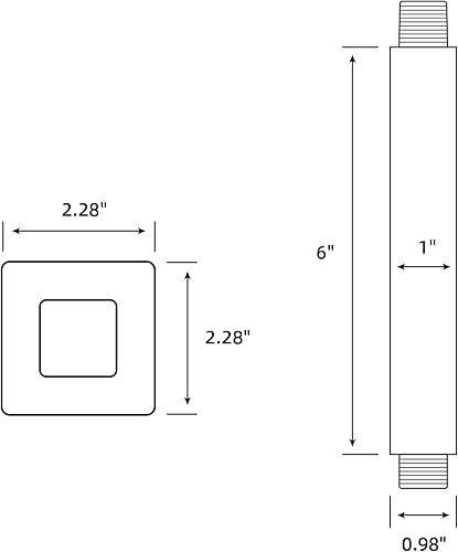 Miniatura 7 de Brazo de ducha cuadrado de 6 pulgadas con brida, brazo de extensión de cabezal de ducha de lluvia de repuesto negro mate de acero inoxidable