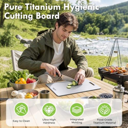 Image of 100% Titanium Cutting Board Set of 3, Double-Sided Kitchen Boards | 3-Piece Multi-Size Set One-Piece Pure Titanium Reversible Double-Sided Design Dishwasher Safe Gift-Ready Packaging