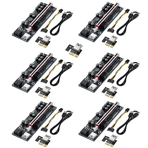 BEYIMEI PCIE Riser 1x a 16x GPU Riser Board, V011-PRO Tarjeta de Expansión, 60cm USB Cable, 2*6PIN Opciones de Alimentación, 10 Condensadores Sólidos, Tarjeta Gráfica GPU Crypto Moneda Minería (6PCS) Cover