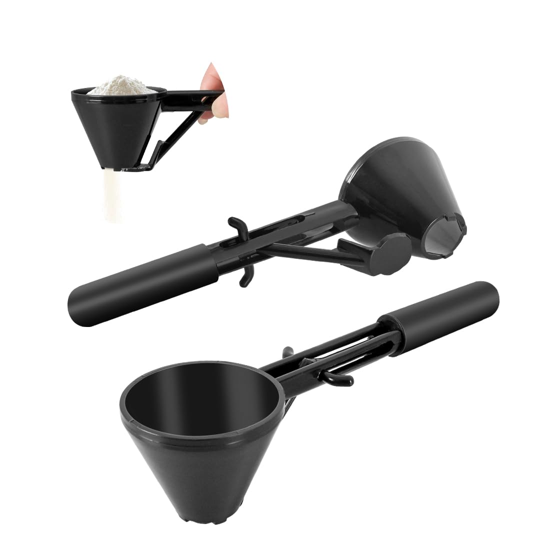 Water Bottle Funnel Pre Workout Scoop for Protein Powder 2 Pack Slide Bottom Measuring Scoop with Funnel for Coffee Grounds and Powder