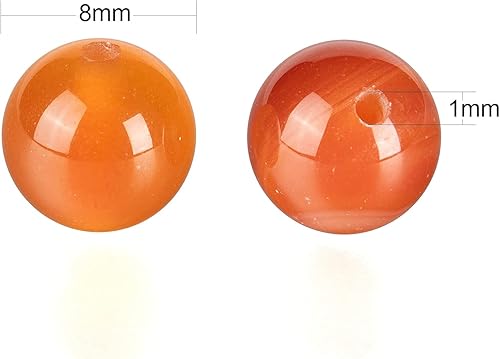 Miniatura 58 de BEEFLYING 100 cuentas de piedra de turmalina negra natural de 0.315 pulgadas (0.315 in), piedras preciosas redondas sueltas con hilo de cristal