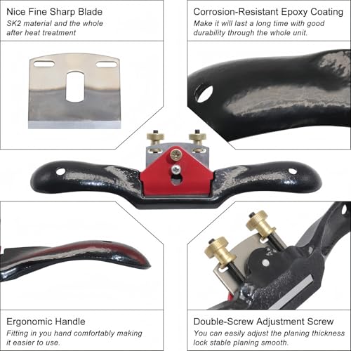 Image of Xfopz 10 inch Adjustable SpokeShave with Flat Base, Metal Blade Hand Tool Perfect for Wood Craft and Wood Working