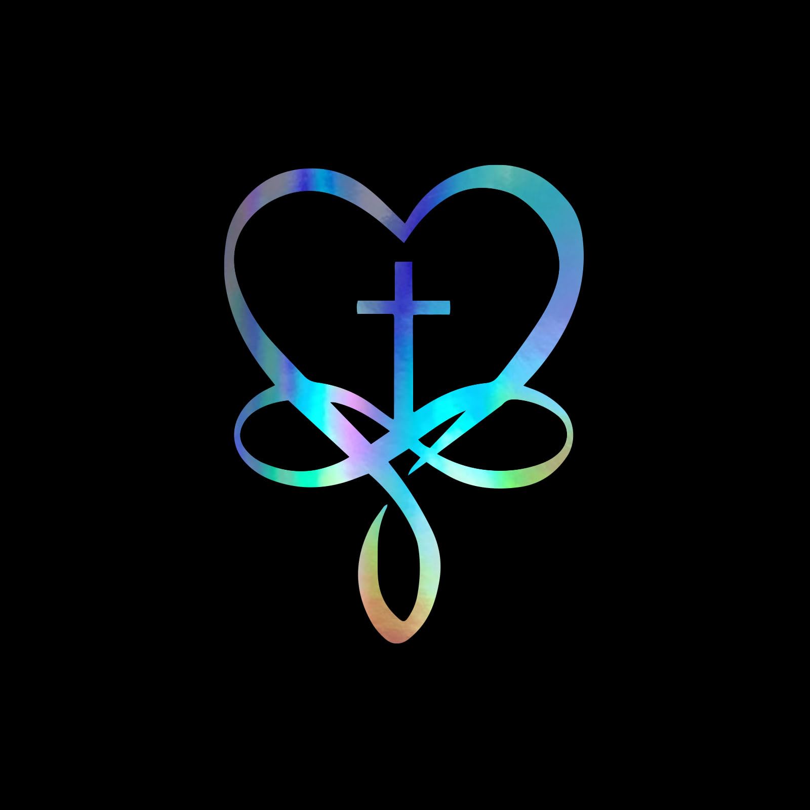 Christian Heart Silhouette Vinyl Decal Notebook Car Laptop 4" x 5.5" (Holographic)