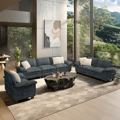 HERA'S HOUSE 3-Piece Modular Sectional Sofa Dark Blue