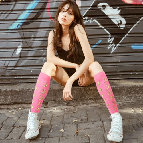 Compression Socks for Women Fruit Knee High Stockings for Running Sports Travel Long Flights4
