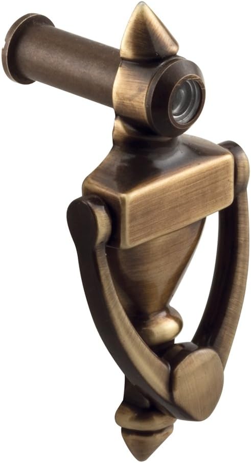 Defender Security S 4228 Knocker and Viewer, 4-Inch Height, Standard, Antique Brass, Finish, Pack of 1
