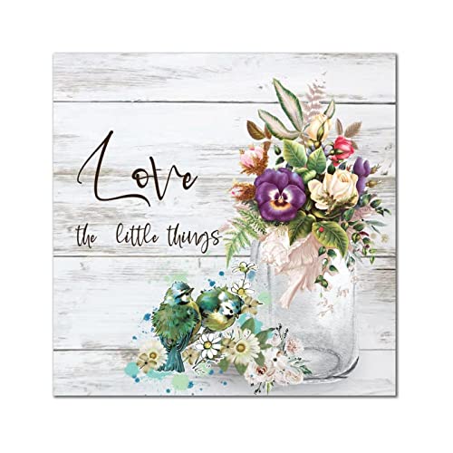 Love The Little Things plaque bois déco fleur printanière pour la maison